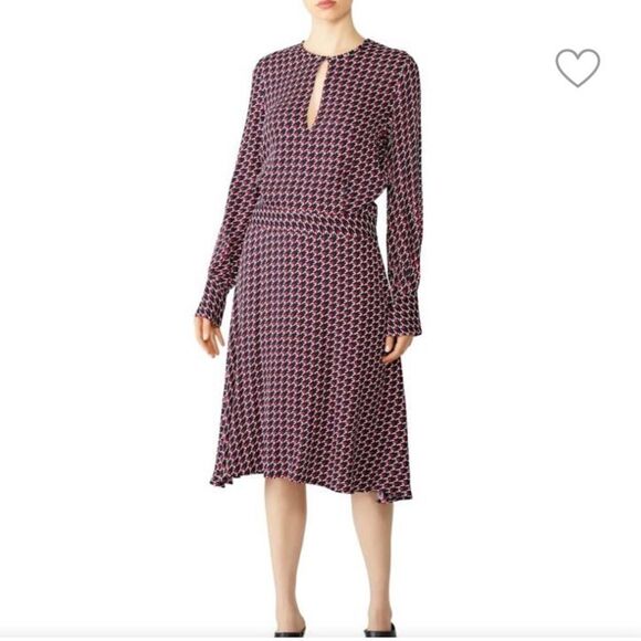 Equipment Magnolia Banded Drop Waist Houndstooth Print Midi Dress Size 2 - Picture 1 of 16